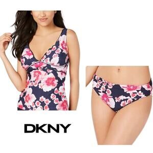DKNY Women's Navy Floral Tankini Swimsuit Matching Set | XS